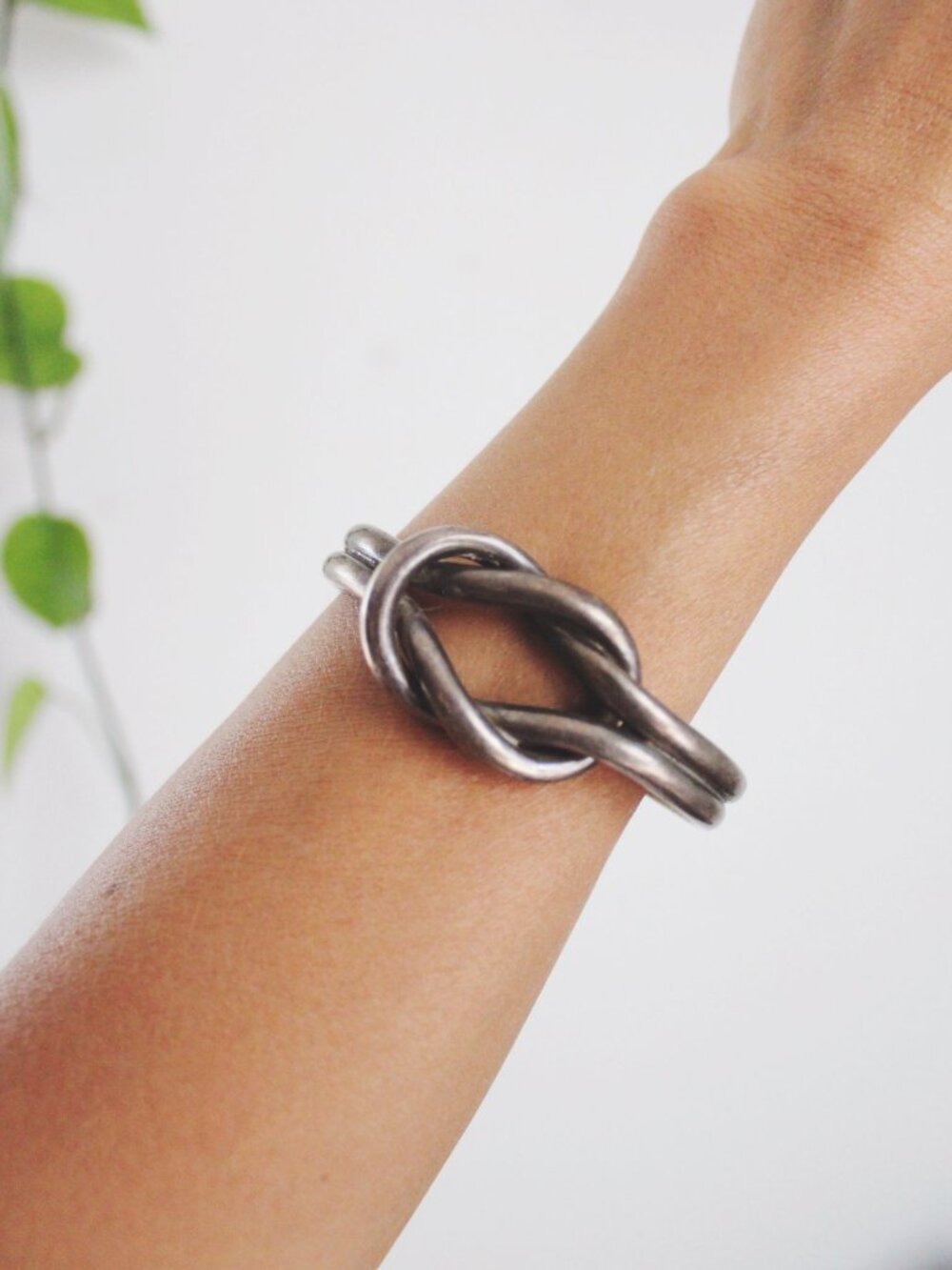 Vintage Taxco Sterling Silver Love Knot Open Cuff Bracelet Mexico Modernist
